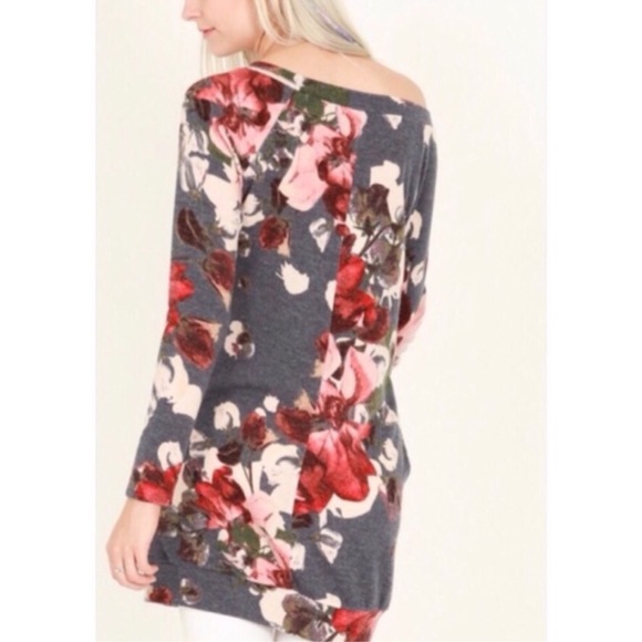 Floral One Shoulder Sweater - Picture 3 of 7
